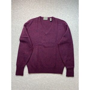 Lord & Taylor Sweater Mens Medium Burgundy Lambswool Pullover Cozy‎ Grandpacore
